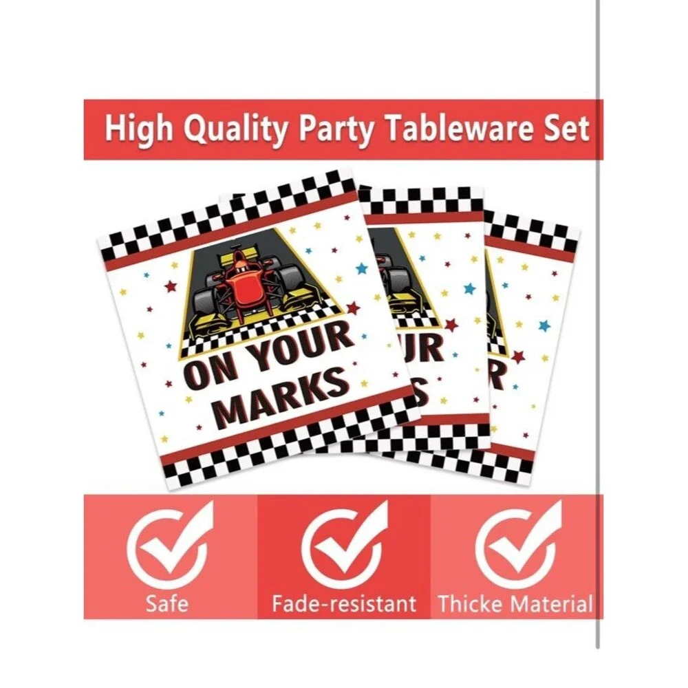 96 Pc Race Car Birthday Party Supplies Serves 24 Guests Plates Napkins Cups